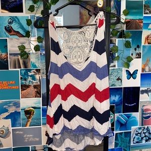 Red white and blue lace back tank. Size large.